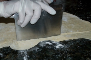 Cut dough in strips