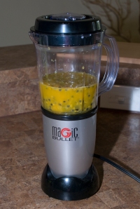 Blend the Passion Fruit pulp and seeds